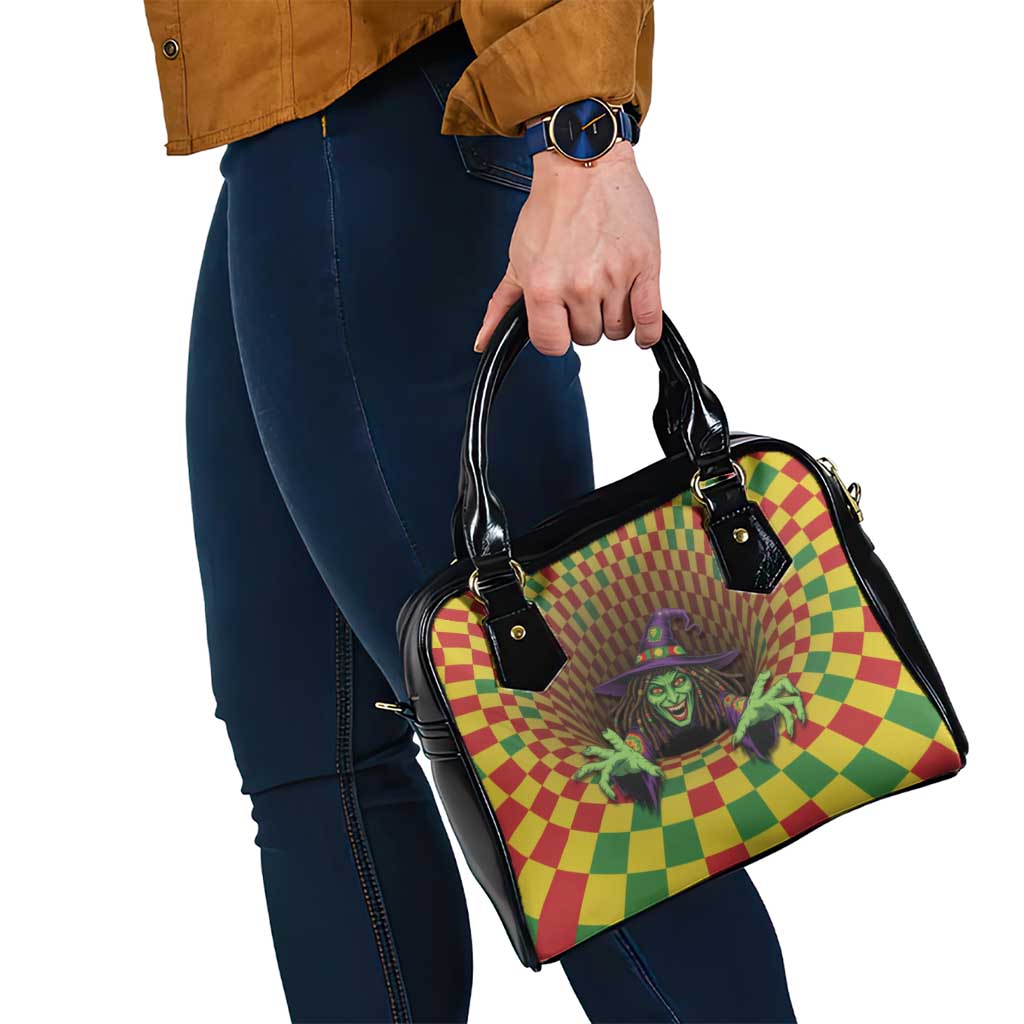 Jamaica Reggae Witch Shoulder Handbag Reggae Optical 3D Illusion - Wonder Print Shop