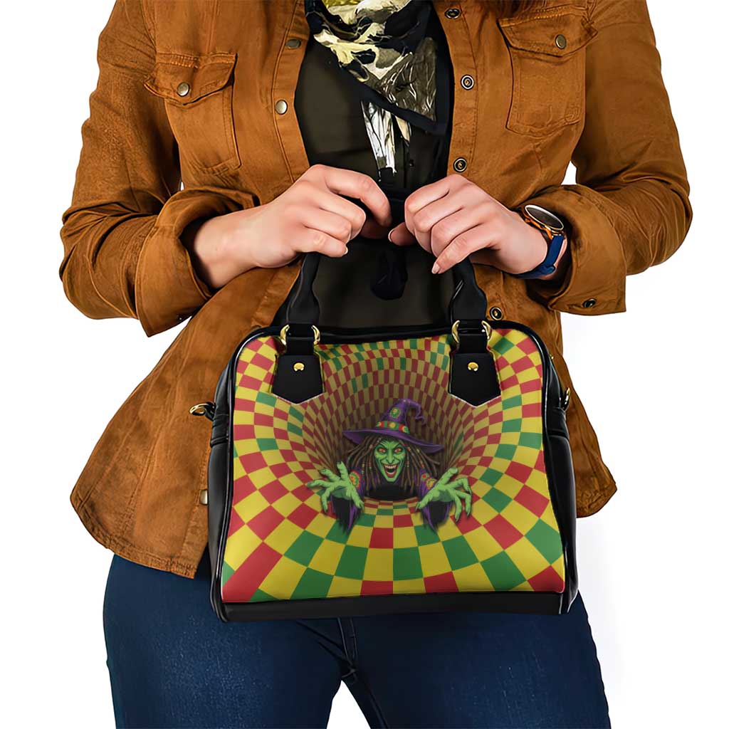 Jamaica Reggae Witch Shoulder Handbag Reggae Optical 3D Illusion - Wonder Print Shop