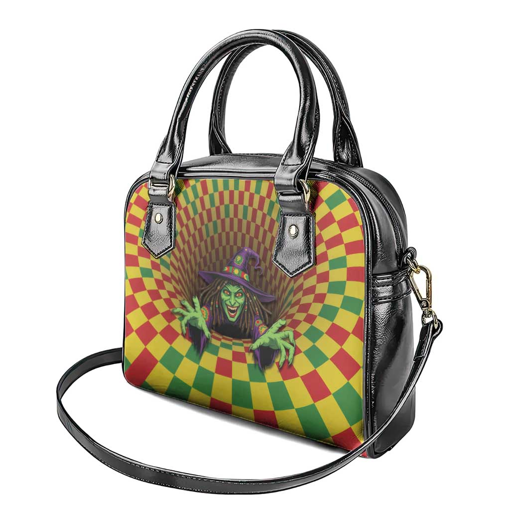 Jamaica Reggae Witch Shoulder Handbag Reggae Optical 3D Illusion - Wonder Print Shop