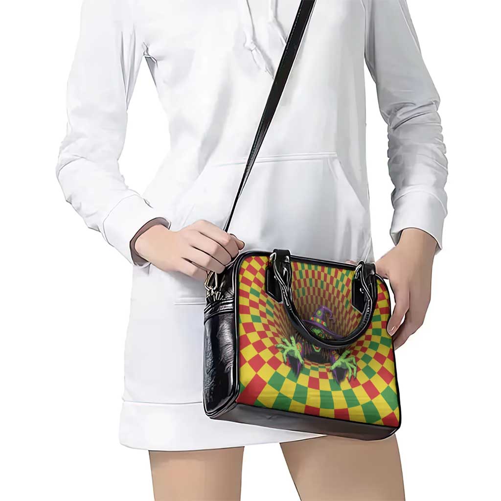 Jamaica Reggae Witch Shoulder Handbag Reggae Optical 3D Illusion - Wonder Print Shop