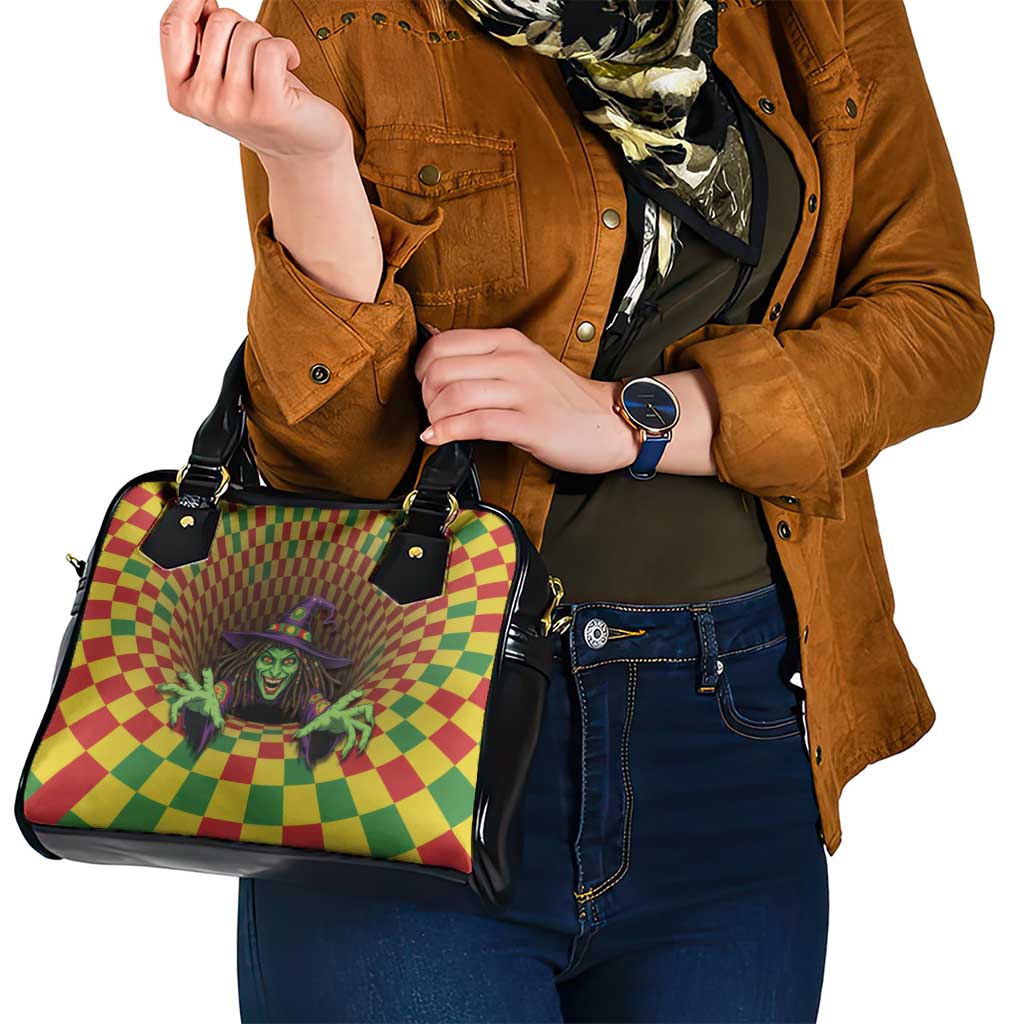 Jamaica Reggae Witch Shoulder Handbag Reggae Optical 3D Illusion - Wonder Print Shop