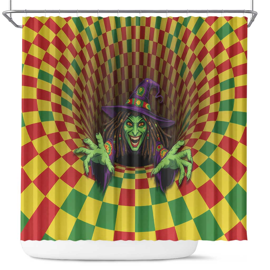 Jamaica Reggae Witch Shower Curtain Reggae Optical 3D Illusion - Wonder Print Shop