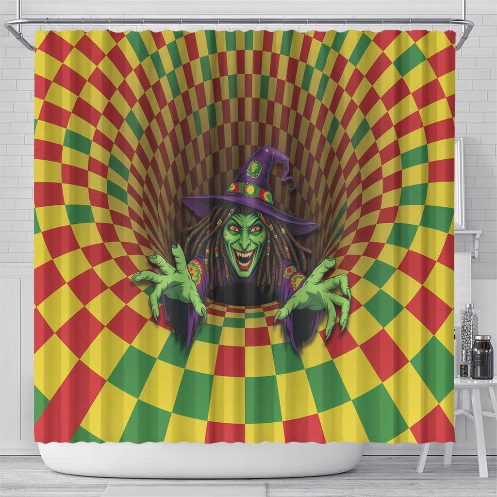 Jamaica Reggae Witch Shower Curtain Reggae Optical 3D Illusion - Wonder Print Shop