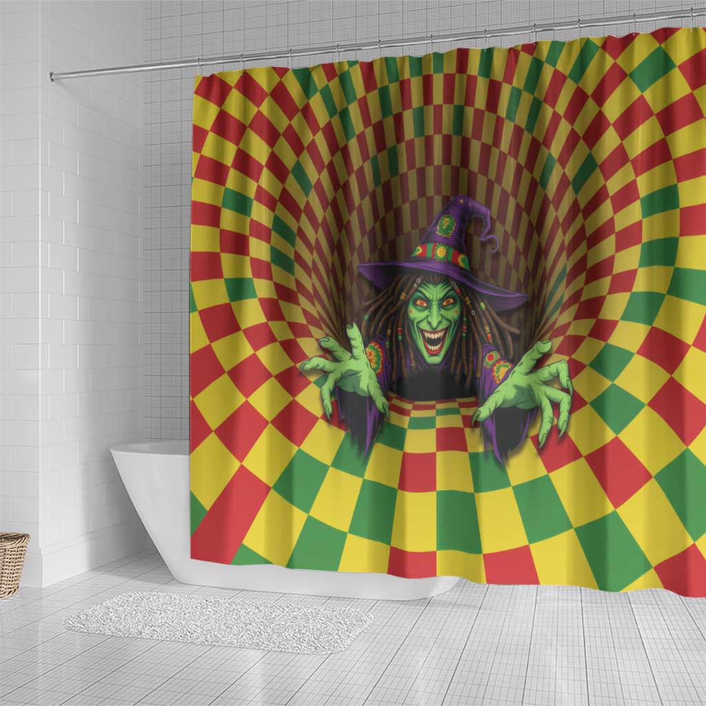 Jamaica Reggae Witch Shower Curtain Reggae Optical 3D Illusion - Wonder Print Shop