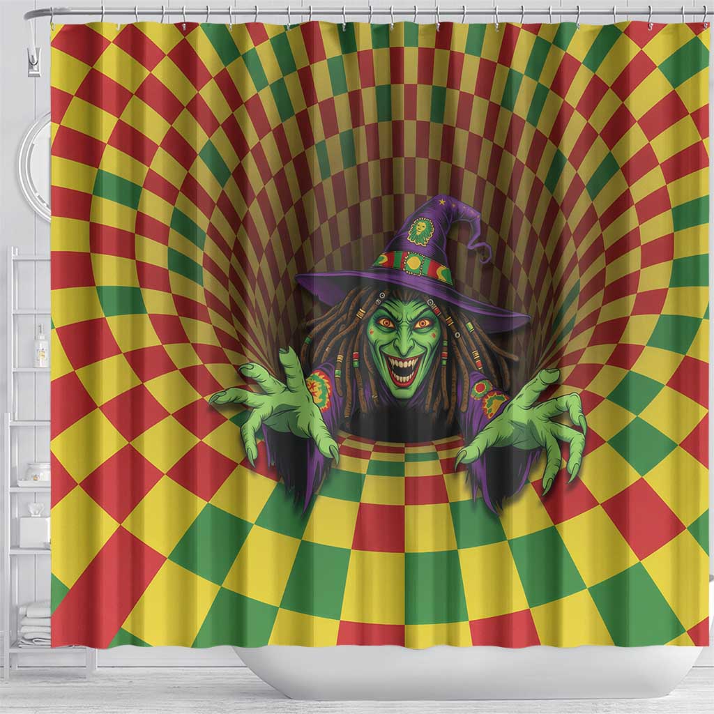 Jamaica Reggae Witch Shower Curtain Reggae Optical 3D Illusion - Wonder Print Shop