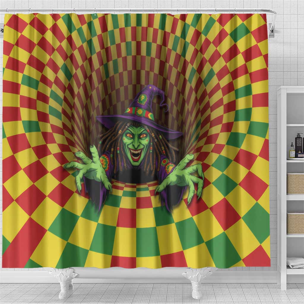 Jamaica Reggae Witch Shower Curtain Reggae Optical 3D Illusion - Wonder Print Shop