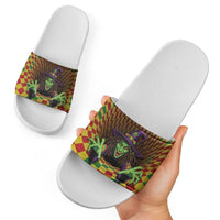 Jamaica Reggae Witch Slide Sandals Reggae Optical 3D Illusion - Wonder Print Shop