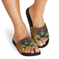 Jamaica Reggae Witch Slide Sandals Reggae Optical 3D Illusion - Wonder Print Shop
