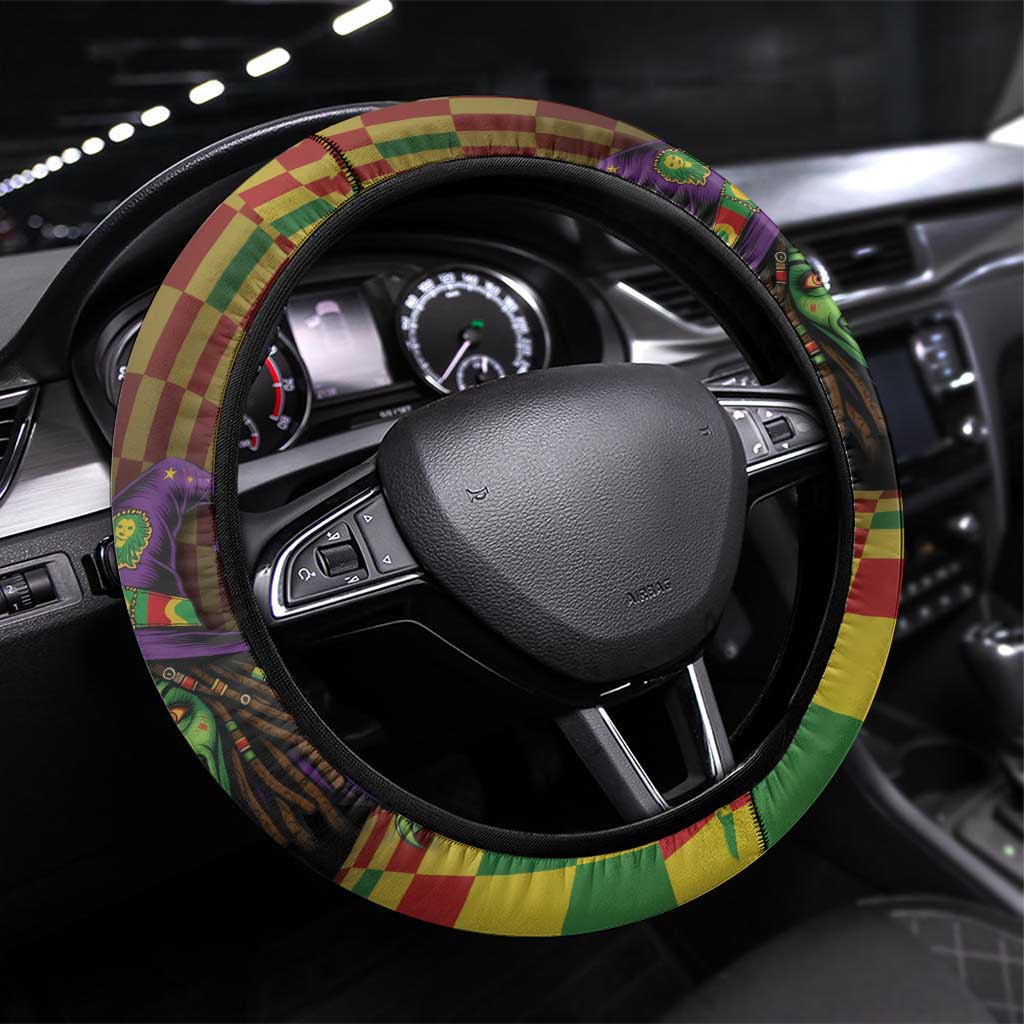Jamaica Reggae Witch Steering Wheel Cover Reggae Optical 3D Illusion - Wonder Print Shop