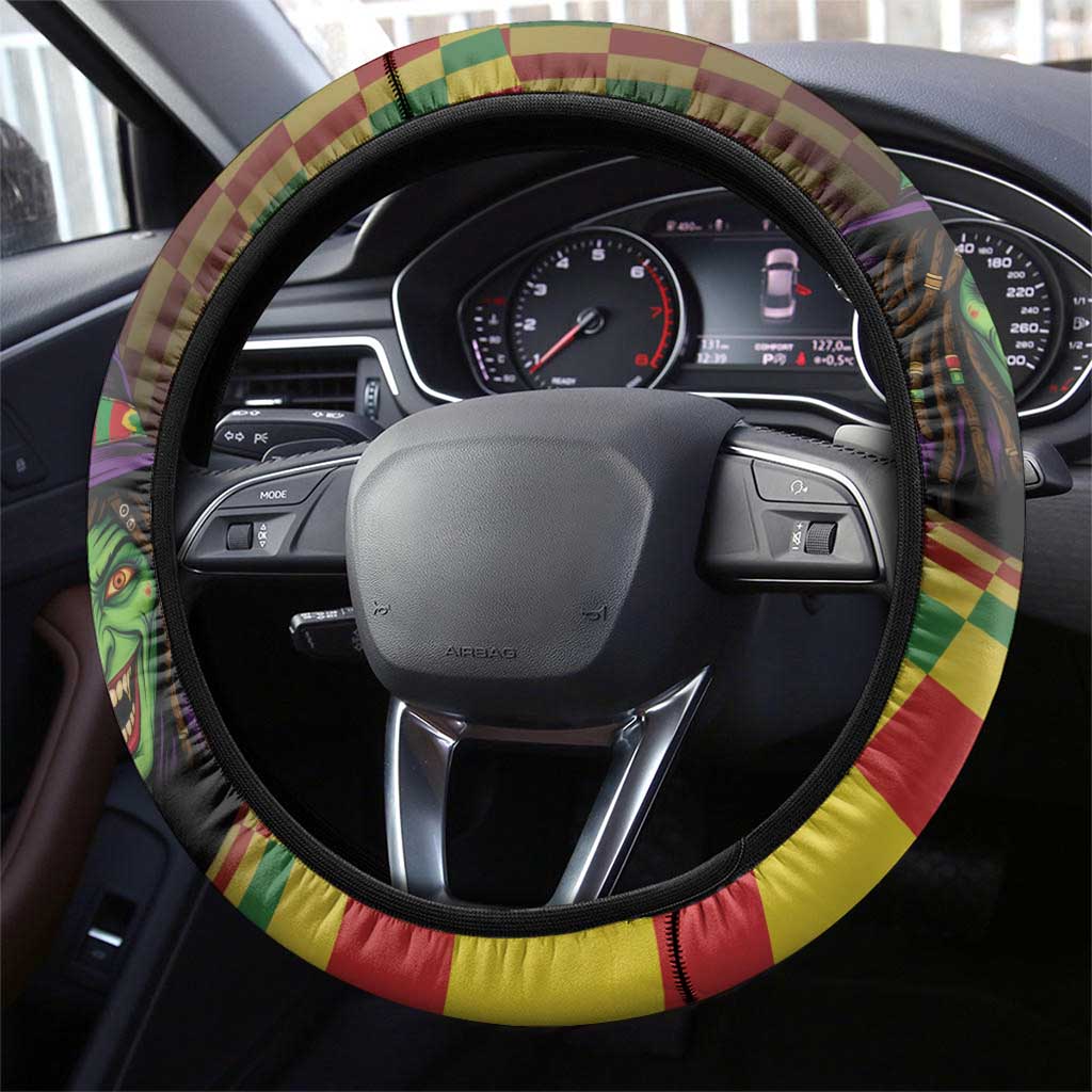 Jamaica Reggae Witch Steering Wheel Cover Reggae Optical 3D Illusion - Wonder Print Shop