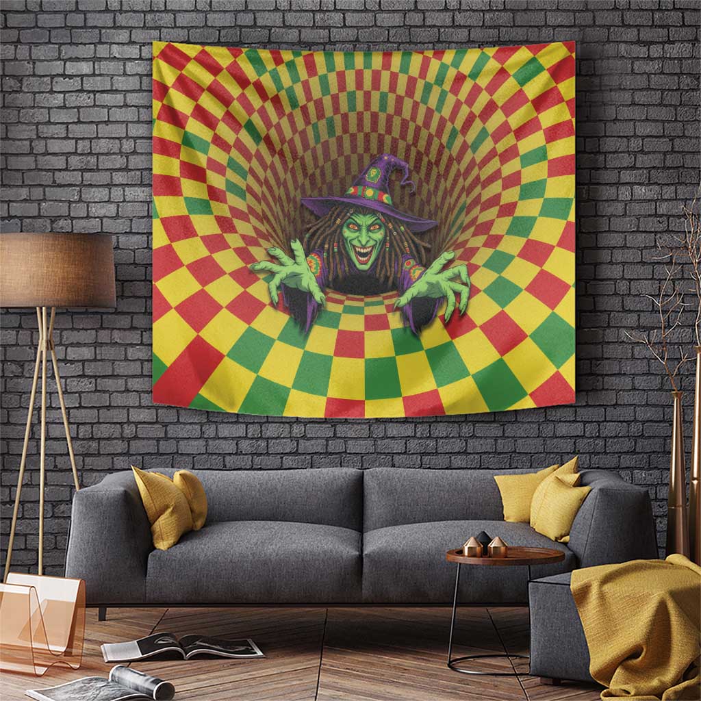 Jamaica Reggae Witch Tapestry Reggae Optical 3D Illusion - Wonder Print Shop
