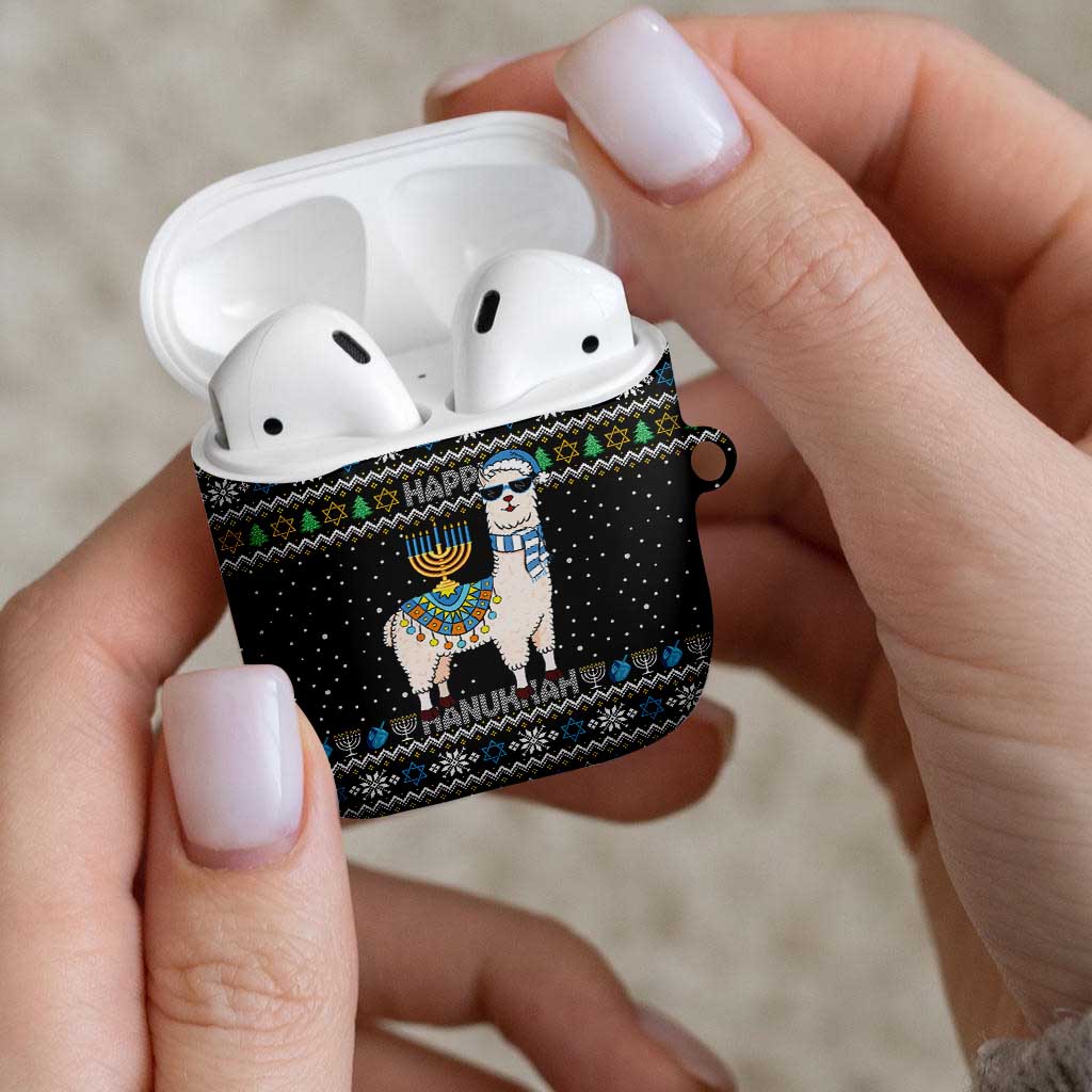 Happy Hanukkah Llama AirPods Case Funny Menorah for Jewish Holiday - Wonder Print Shop