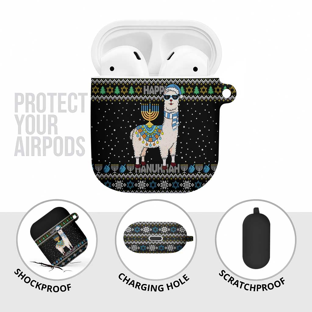 Happy Hanukkah Llama AirPods Case Funny Menorah for Jewish Holiday - Wonder Print Shop