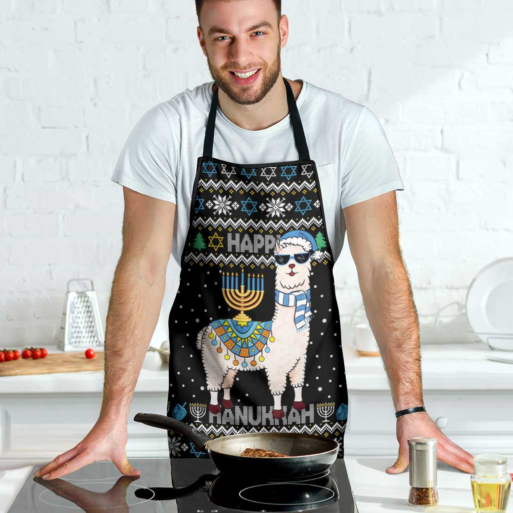 Happy Hanukkah Llama Apron Funny Menorah for Jewish Holiday - Wonder Print Shop