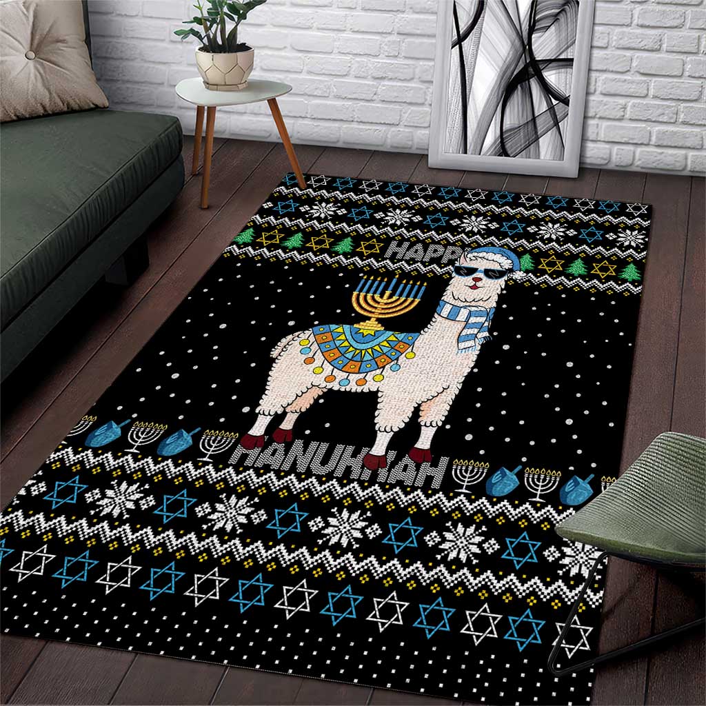 Happy Hanukkah Llama Area Rug Funny Menorah for Jewish Holiday - Wonder Print Shop