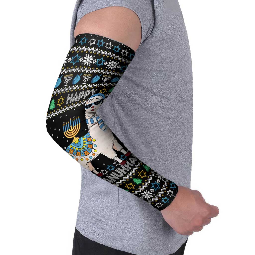 Happy Hanukkah Llama Arm Sleeves Funny Menorah for Jewish Holiday - Wonder Print Shop