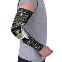 Happy Hanukkah Llama Arm Sleeves Funny Menorah for Jewish Holiday - Wonder Print Shop