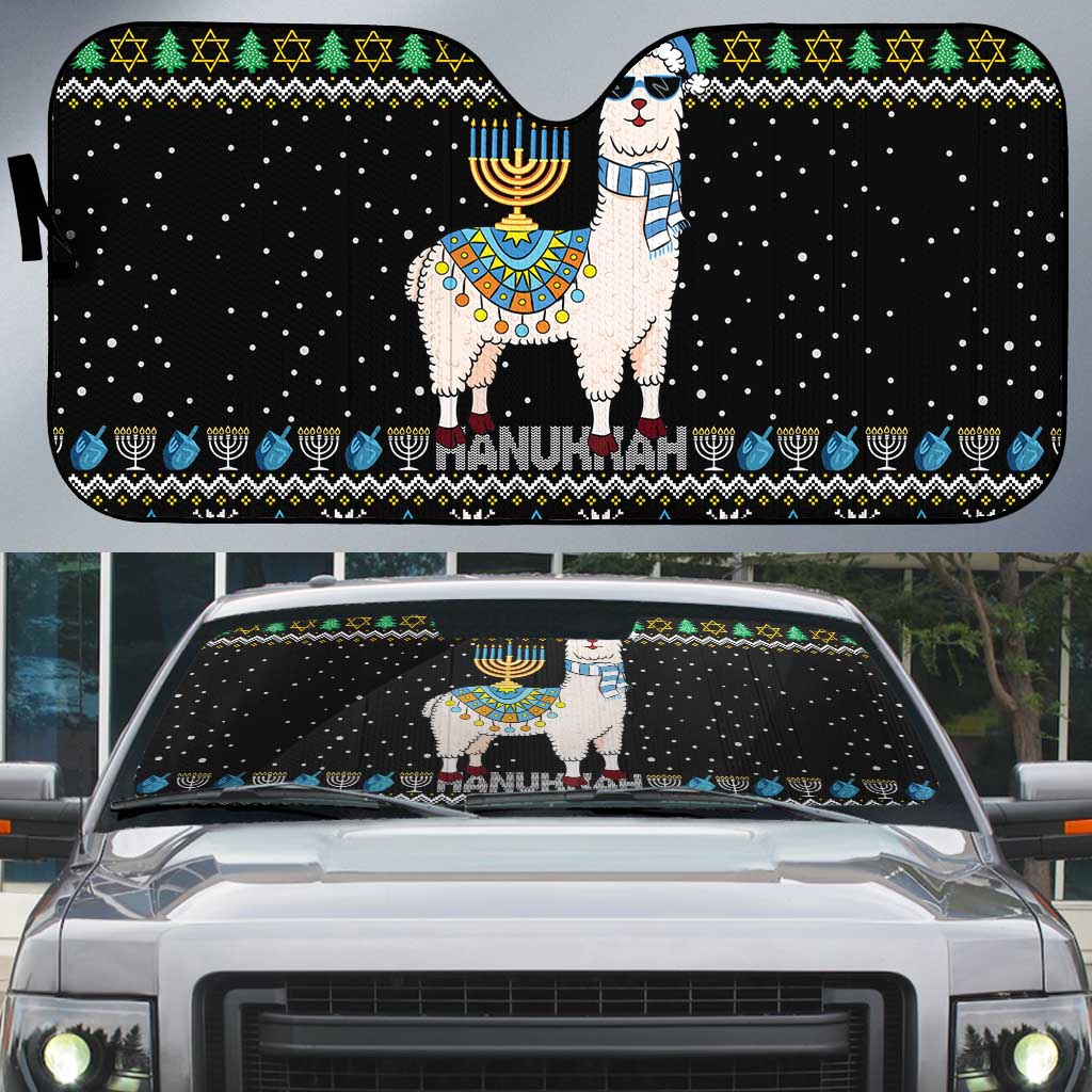 Happy Hanukkah Llama Auto Sun Shade Funny Menorah for Jewish Holiday - Wonder Print Shop