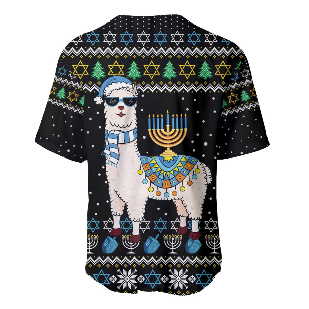 Happy Hanukkah Llama Baseball Jersey Funny Menorah for Jewish Holiday - Wonder Print Shop