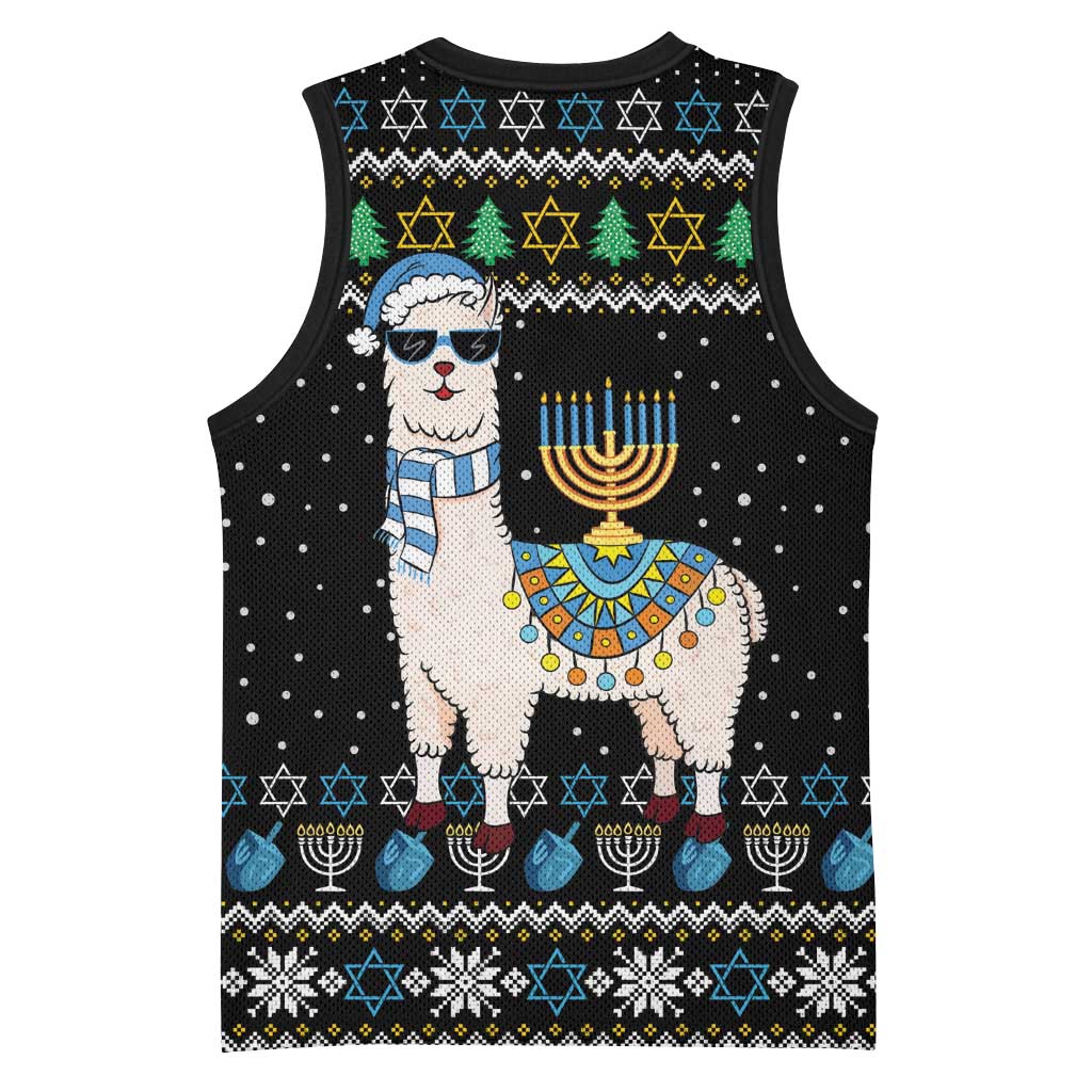 Happy Hanukkah Llama Basketball Jersey Funny Menorah for Jewish Holiday - Wonder Print Shop