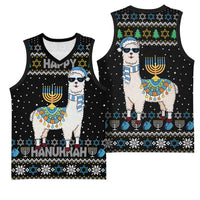 Happy Hanukkah Llama Basketball Jersey Funny Menorah for Jewish Holiday - Wonder Print Shop