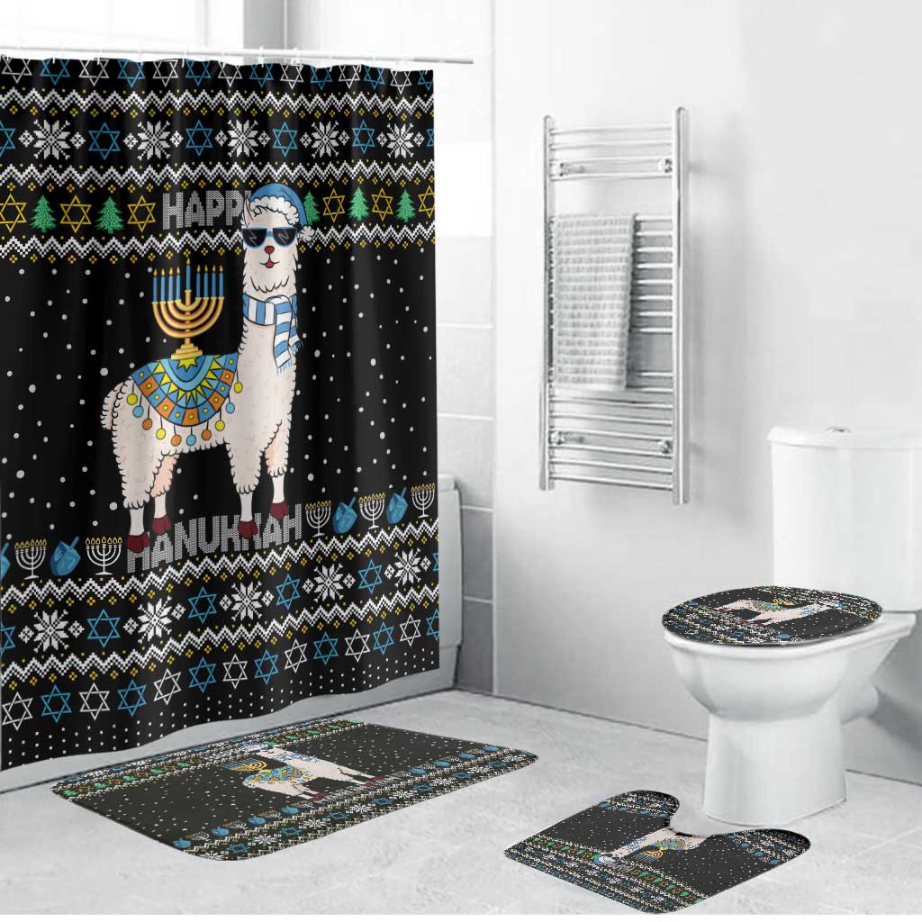 Happy Hanukkah Llama Bathroom Set Funny Menorah for Jewish Holiday - Wonder Print Shop