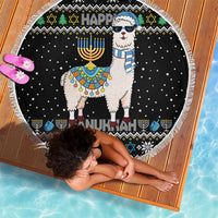 Happy Hanukkah Llama Beach Blanket Funny Menorah for Jewish Holiday - Wonder Print Shop