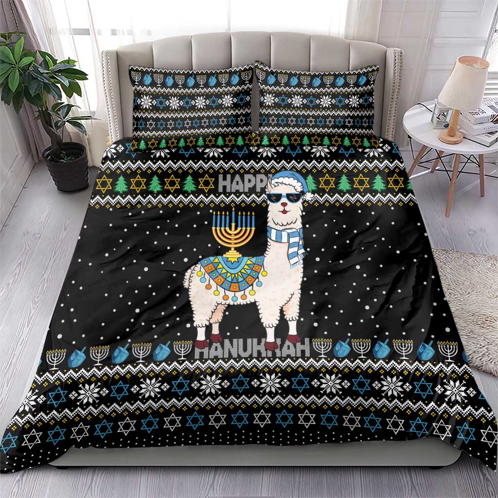 Happy Hanukkah Llama Bedding Set Funny Menorah for Jewish Holiday - Wonder Print Shop