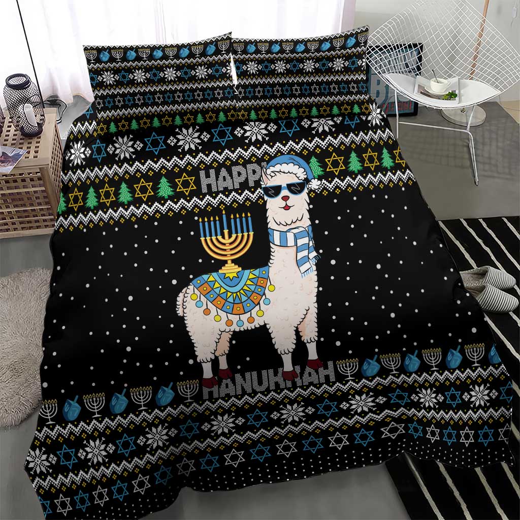 Happy Hanukkah Llama Bedding Set Funny Menorah for Jewish Holiday - Wonder Print Shop