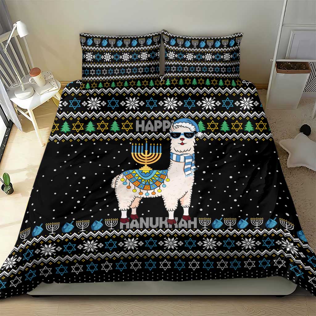 Happy Hanukkah Llama Bedding Set Funny Menorah for Jewish Holiday - Wonder Print Shop