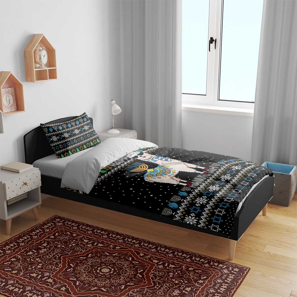 Happy Hanukkah Llama Bedding Set Funny Menorah for Jewish Holiday - Wonder Print Shop