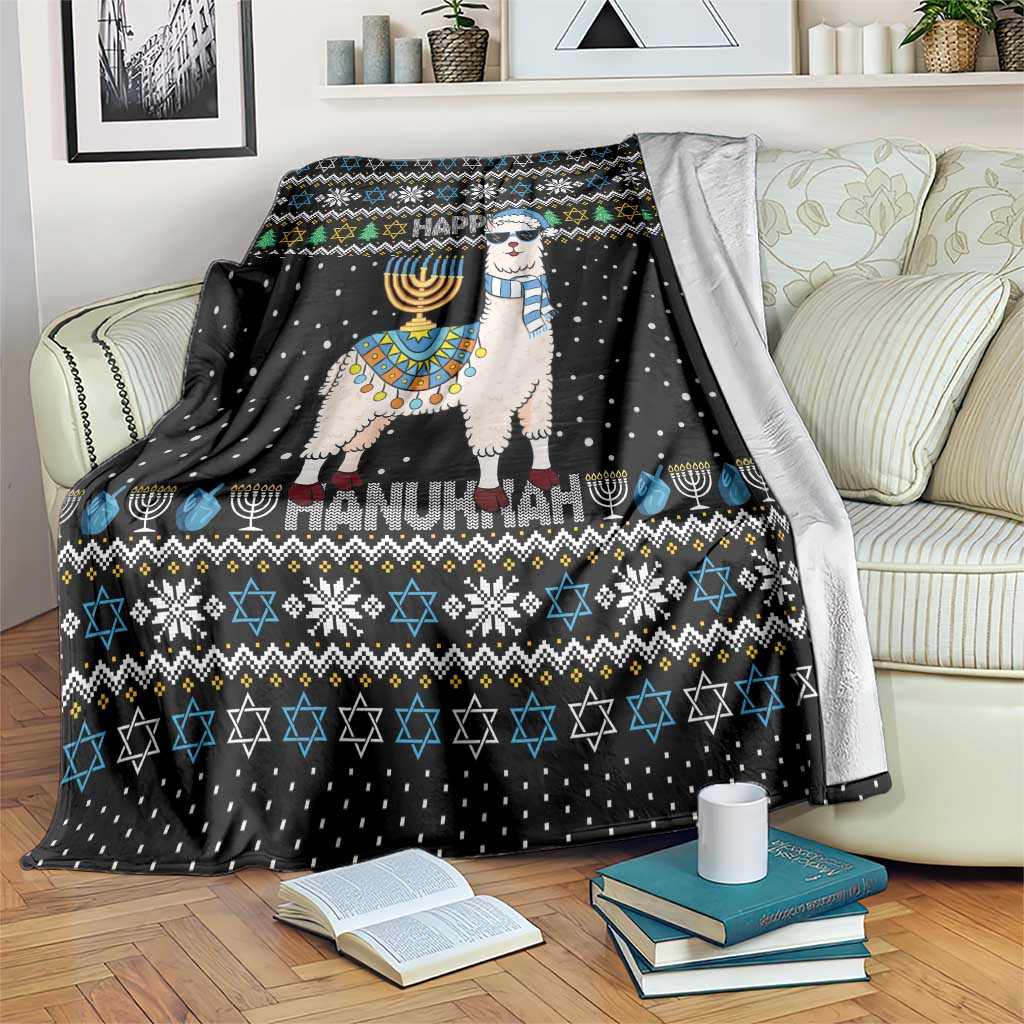 Happy Hanukkah Llama Blanket Funny Menorah for Jewish Holiday - Wonder Print Shop