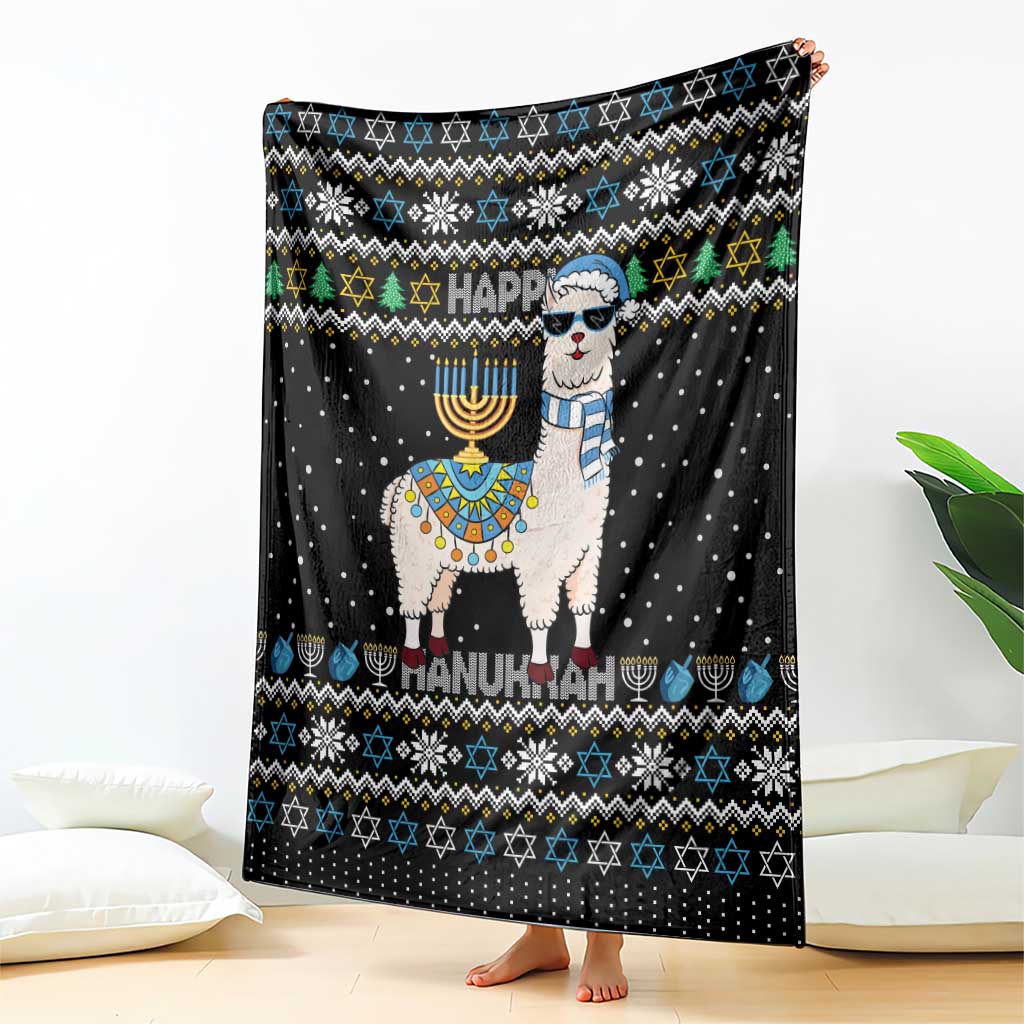 Happy Hanukkah Llama Blanket Funny Menorah for Jewish Holiday - Wonder Print Shop