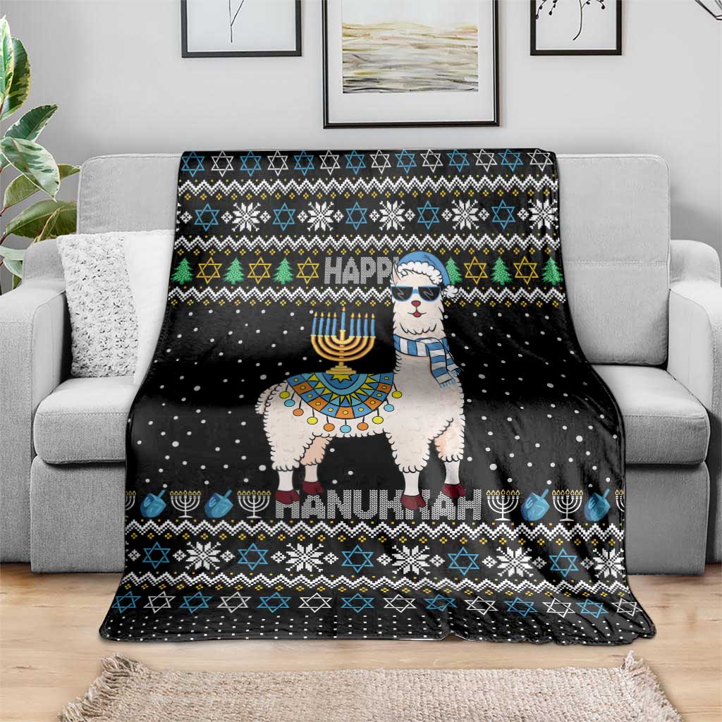 Happy Hanukkah Llama Blanket Funny Menorah for Jewish Holiday - Wonder Print Shop