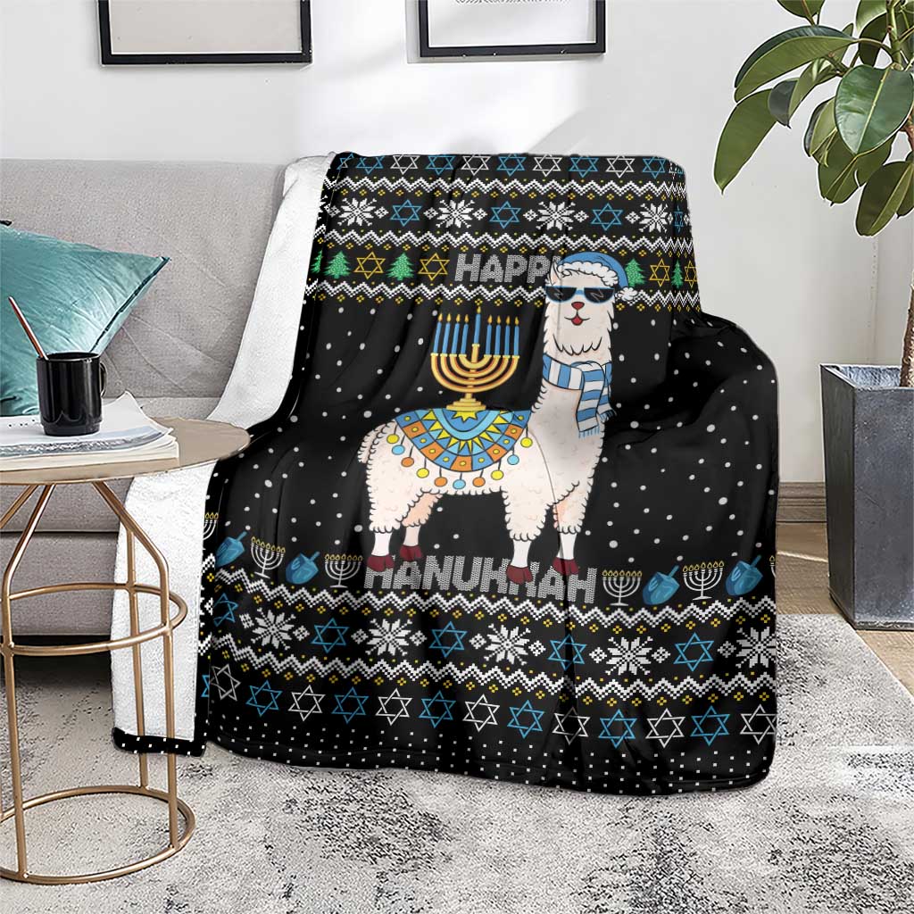 Happy Hanukkah Llama Blanket Funny Menorah for Jewish Holiday - Wonder Print Shop