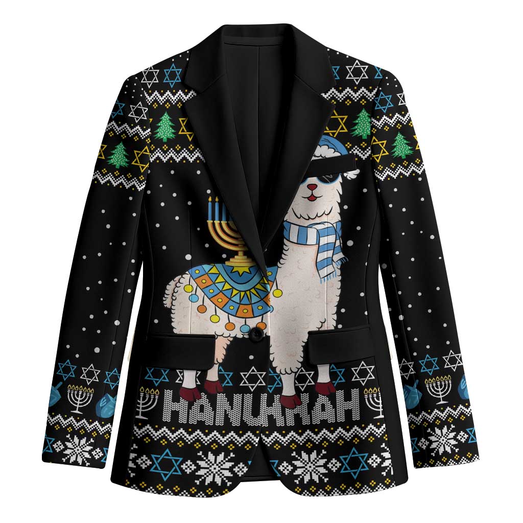 Happy Hanukkah Llama Blazer Funny Menorah for Jewish Holiday - Wonder Print Shop