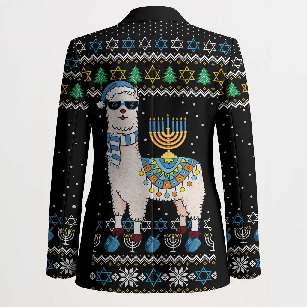 Happy Hanukkah Llama Blazer Funny Menorah for Jewish Holiday - Wonder Print Shop