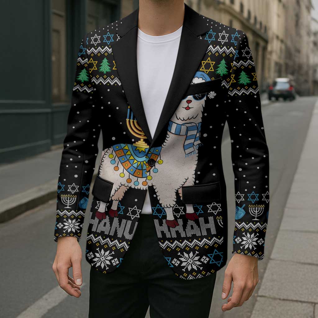 Happy Hanukkah Llama Blazer Funny Menorah for Jewish Holiday - Wonder Print Shop