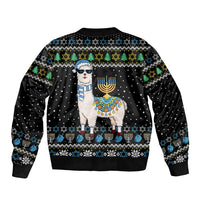 Happy Hanukkah Llama Bomber Jacket Funny Menorah for Jewish Holiday - Wonder Print Shop