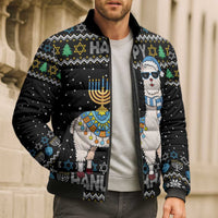 Happy Hanukkah Llama Bomber Puffer Jacket Funny Menorah for Jewish Holiday - Wonder Print Shop