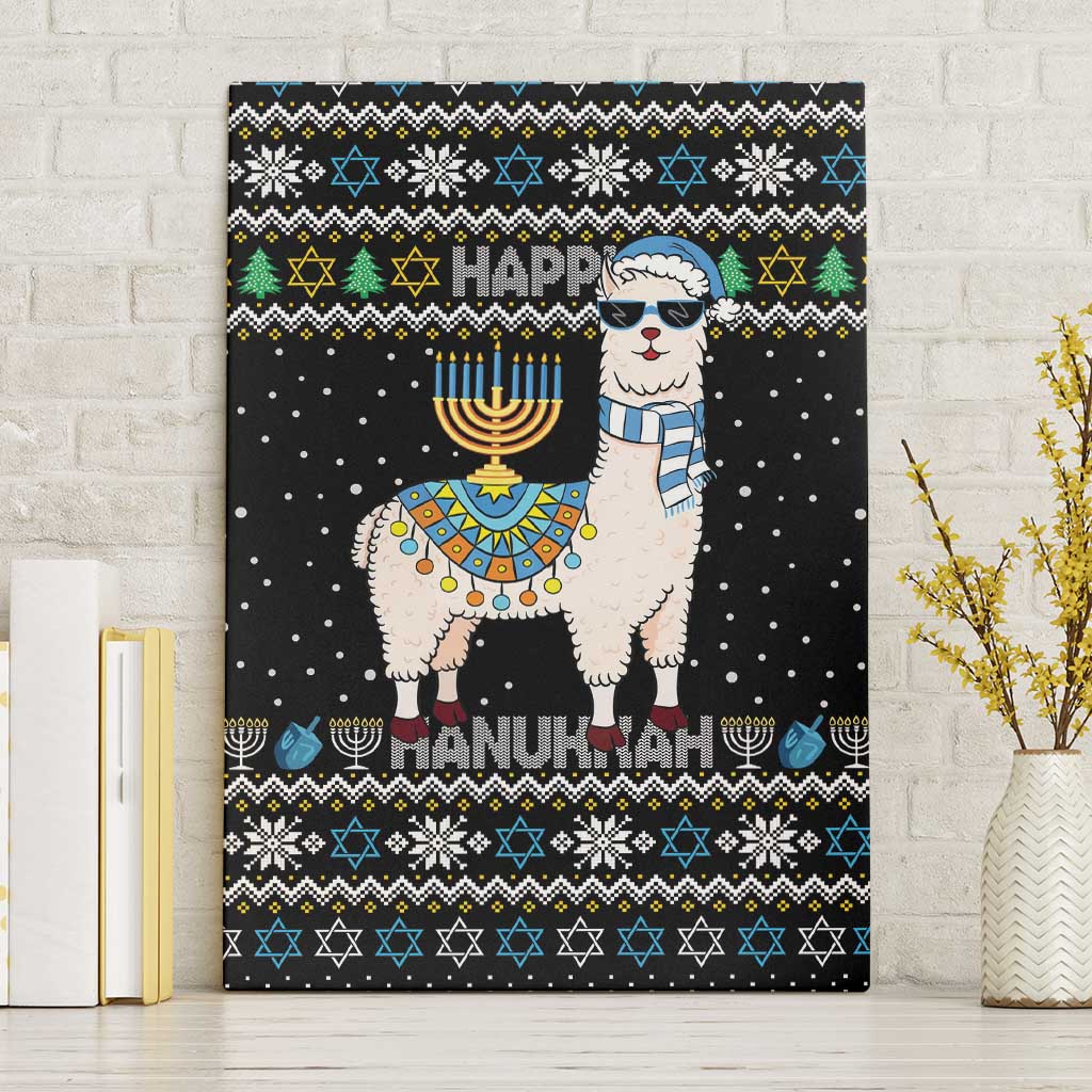Happy Hanukkah Llama Canvas Wall Art Funny Menorah for Jewish Holiday - Wonder Print Shop