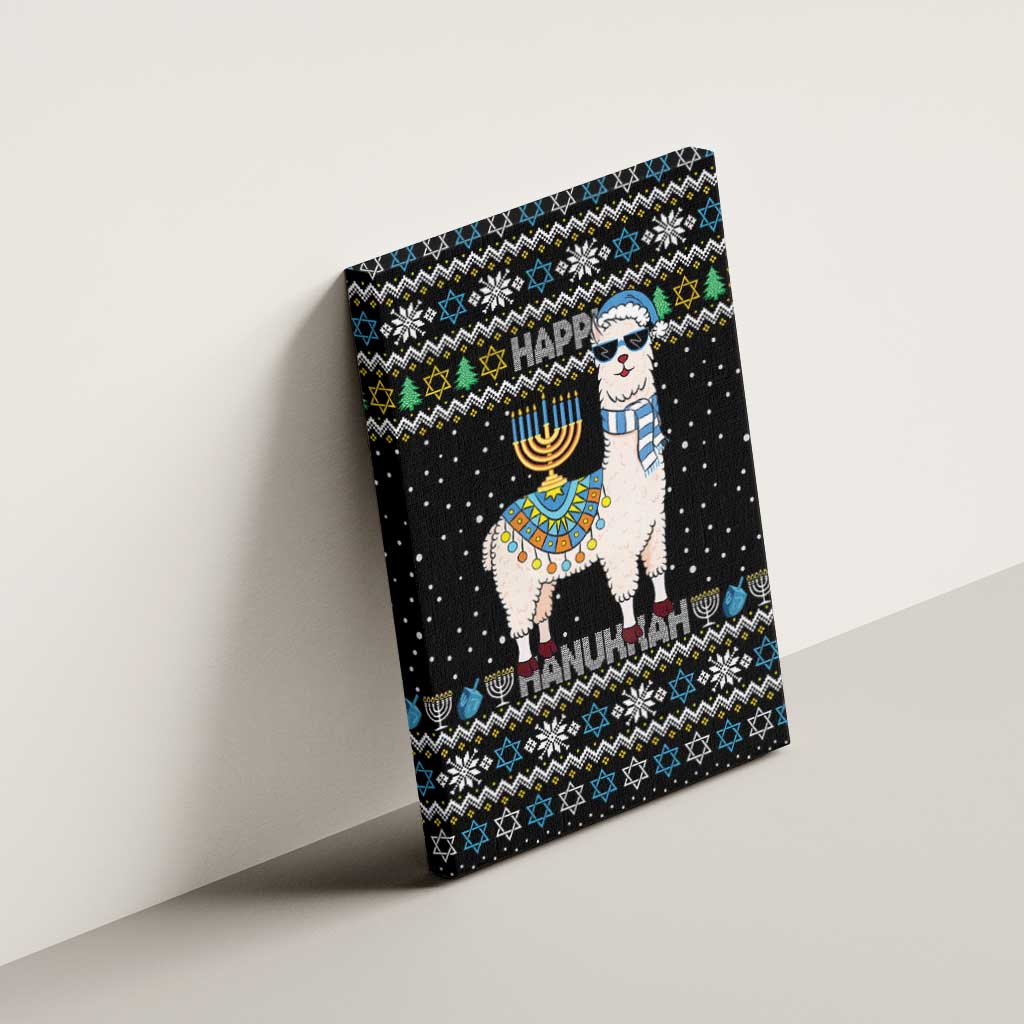 Happy Hanukkah Llama Canvas Wall Art Funny Menorah for Jewish Holiday - Wonder Print Shop