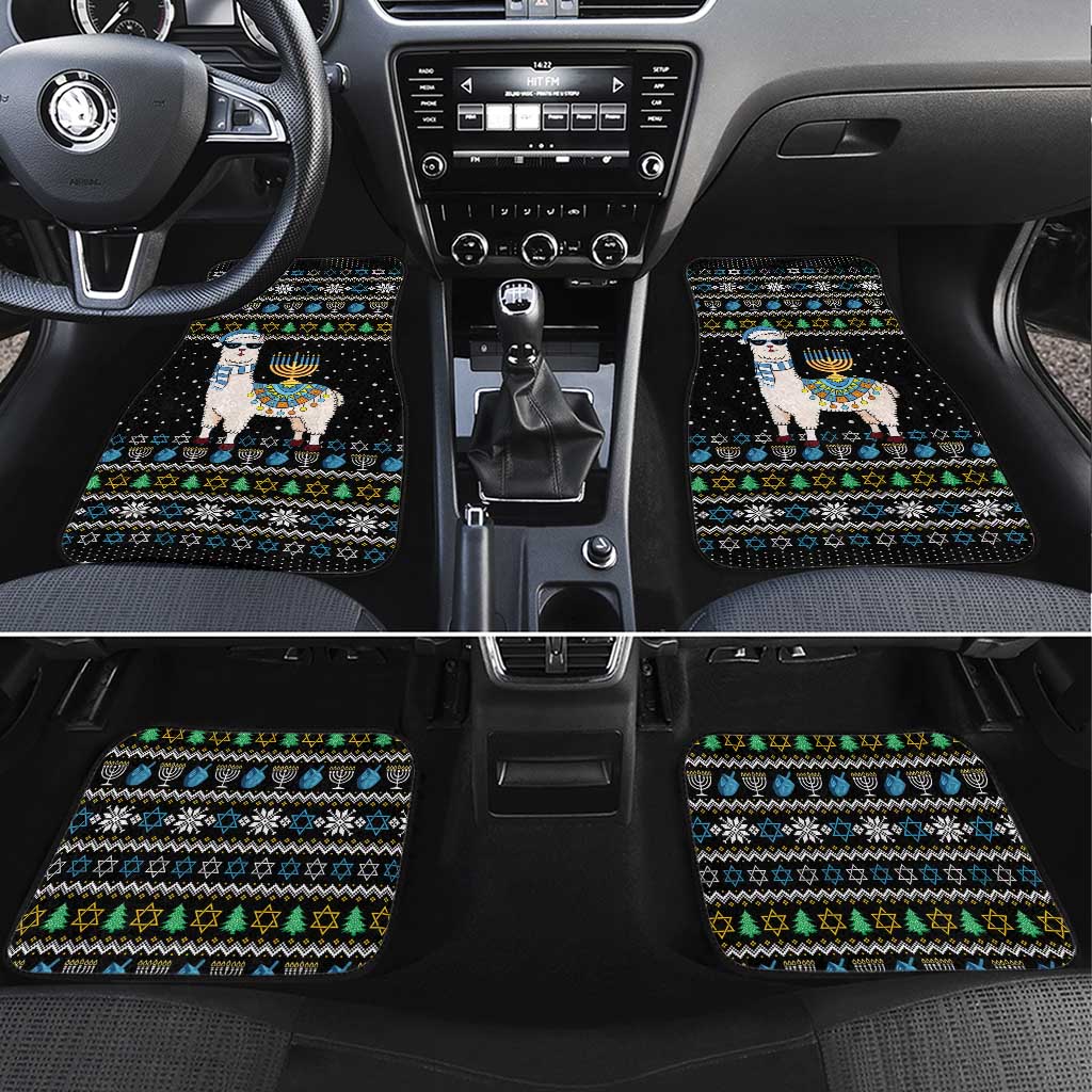 Happy Hanukkah Llama Car Mats Funny Menorah for Jewish Holiday - Wonder Print Shop