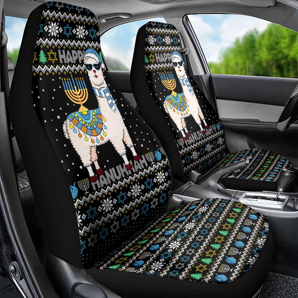 Happy Hanukkah Llama Car Seat Cover Funny Menorah for Jewish Holiday - Wonder Print Shop