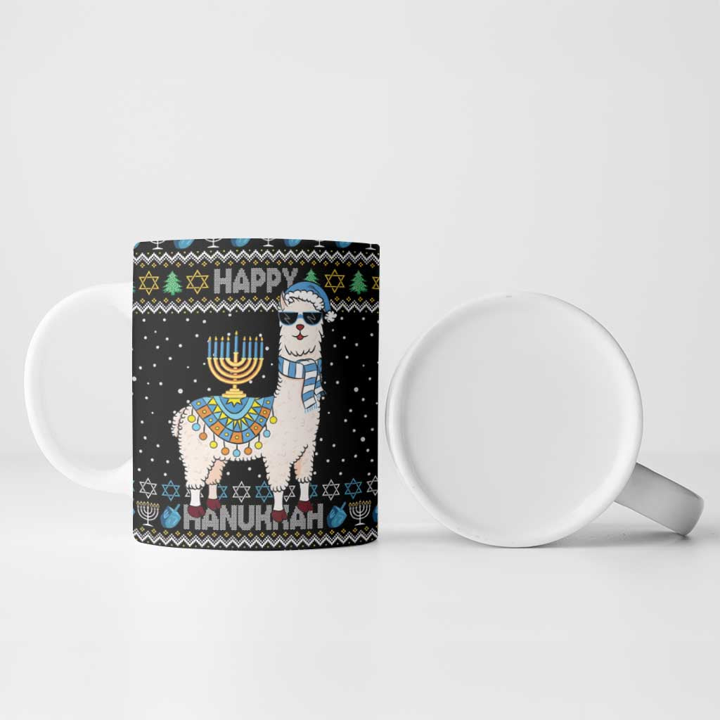 Happy Hanukkah Llama Ceramic Mug Funny Menorah for Jewish Holiday - Wonder Print Shop