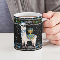 Happy Hanukkah Llama Ceramic Mug Funny Menorah for Jewish Holiday - Wonder Print Shop