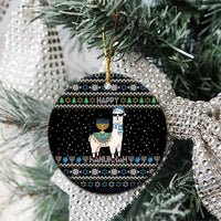 Happy Hanukkah Llama Ceramic Ornament Funny Menorah for Jewish Holiday - Wonder Print Shop