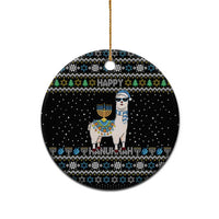 Happy Hanukkah Llama Ceramic Ornament Funny Menorah for Jewish Holiday - Wonder Print Shop
