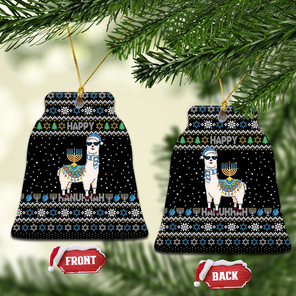Happy Hanukkah Llama Ceramic Ornament Funny Menorah for Jewish Holiday - Wonder Print Shop
