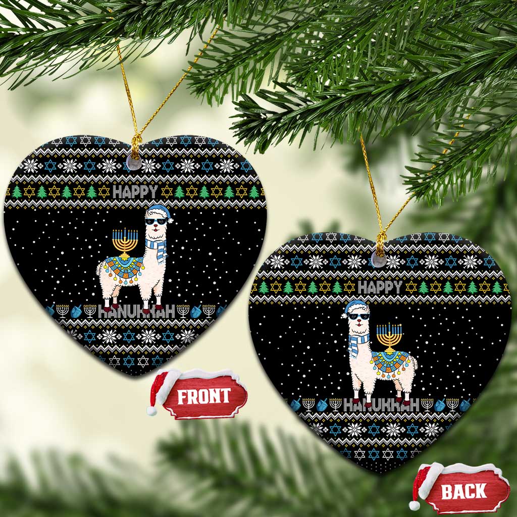 Happy Hanukkah Llama Ceramic Ornament Funny Menorah for Jewish Holiday - Wonder Print Shop